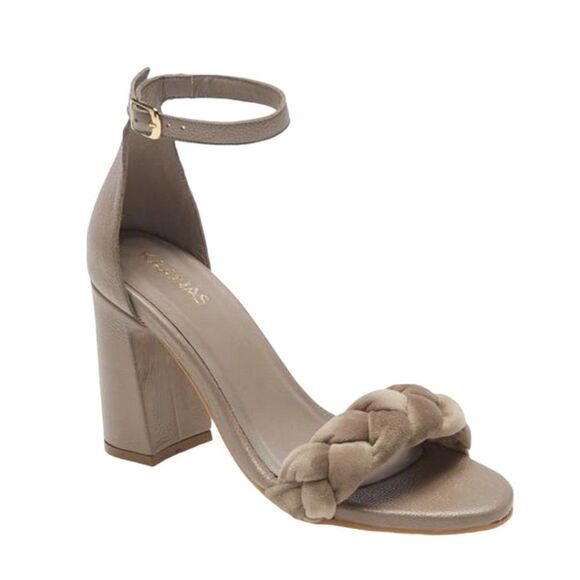 Kaanas Soho Velvet Braided Ankle Strap Sandal Taupe Size 9 NWT $129 MSRP - Picture 1 of 7